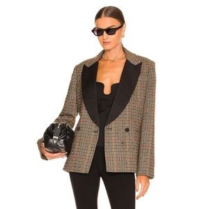 L’Academie Camilo Plaid Oversized Blazer